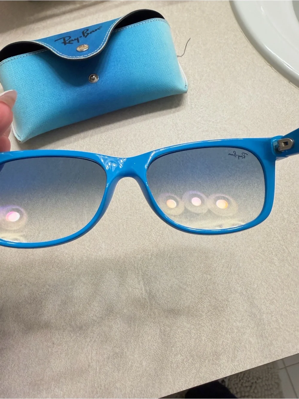 Ray-Ban Women’s Bright Blue Sunglasses with Blue Case